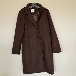 WOOL BLEND BROWN DAD COAT ABERCROMBIE